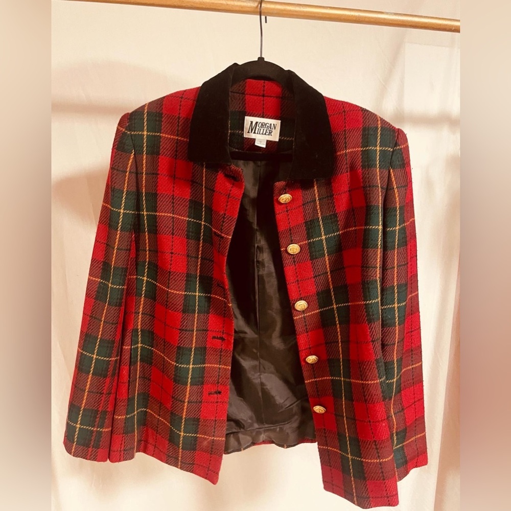 Morgan Miller Red and Green Plaid Blazer